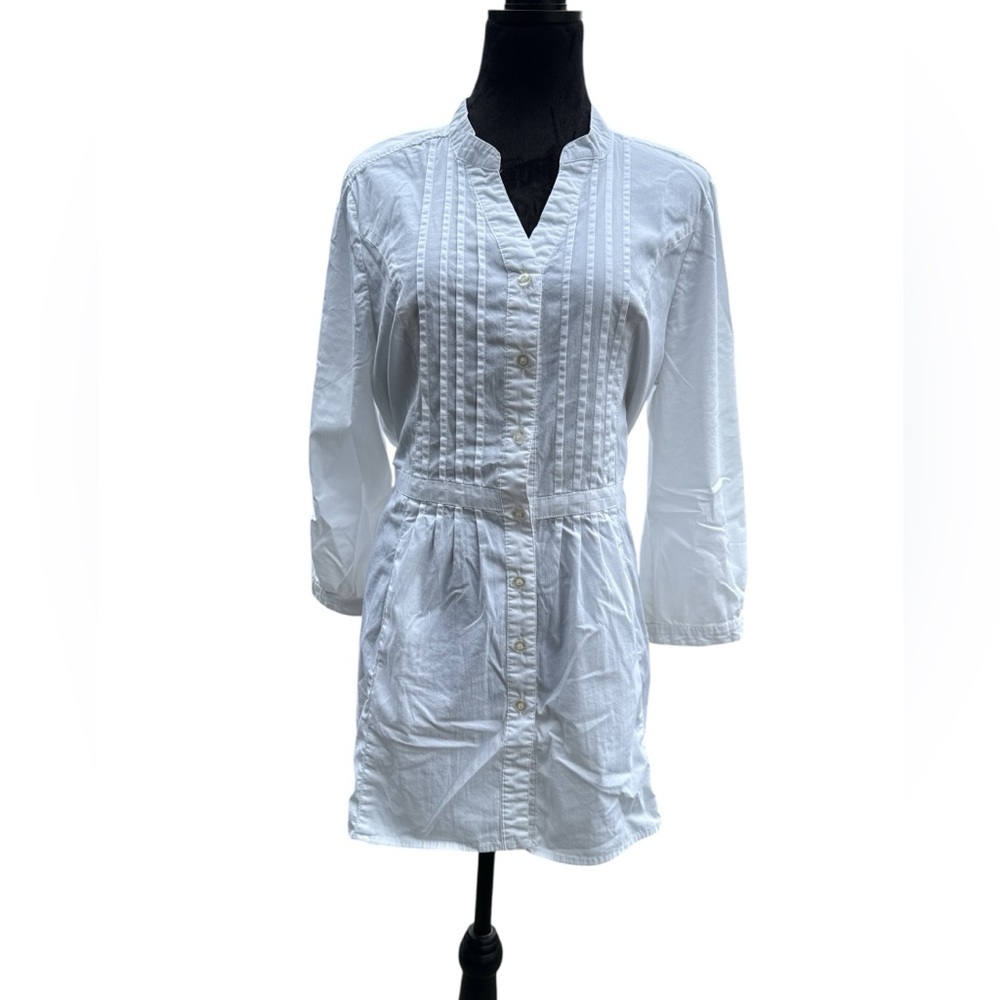Joseph A White Tunic XL Minimalist Cottagecore Academia Pleated Classic Preppy